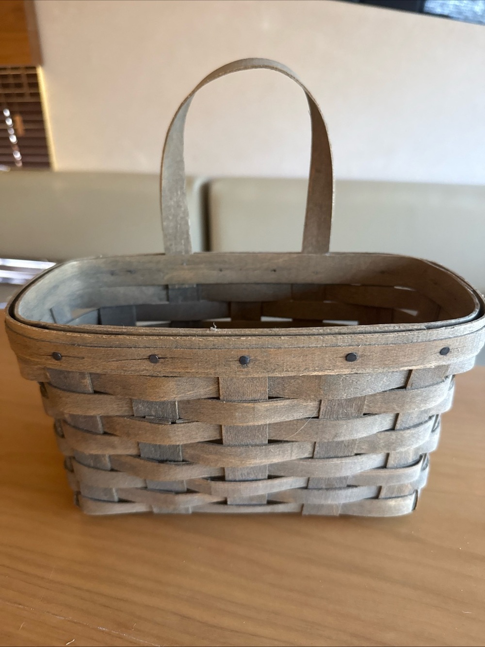 Longaberger Vintage 1983 Hanging Wall Basket Wood Handle Signed